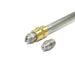 Close-up of 4000 PSI 8 GPM Dump Gun nozzle assembly with brass connector and stainless threaded tip for pressure washing.