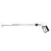 4000 PSI 8 GPM Dump Gun for pressure washing with ½-inch hose, fan jet and pencil jet tips, long barrel extension, brass fittings, and low‑pressure dump feature for safe trigger release.