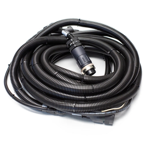 22ft JMS Elite control panel to Tier 4 engine wiring harness with multi‑pin connector, corrugated protective tubing, and OEM jetter electrical harness for JMS Elite and JMS Elite Plus systems.